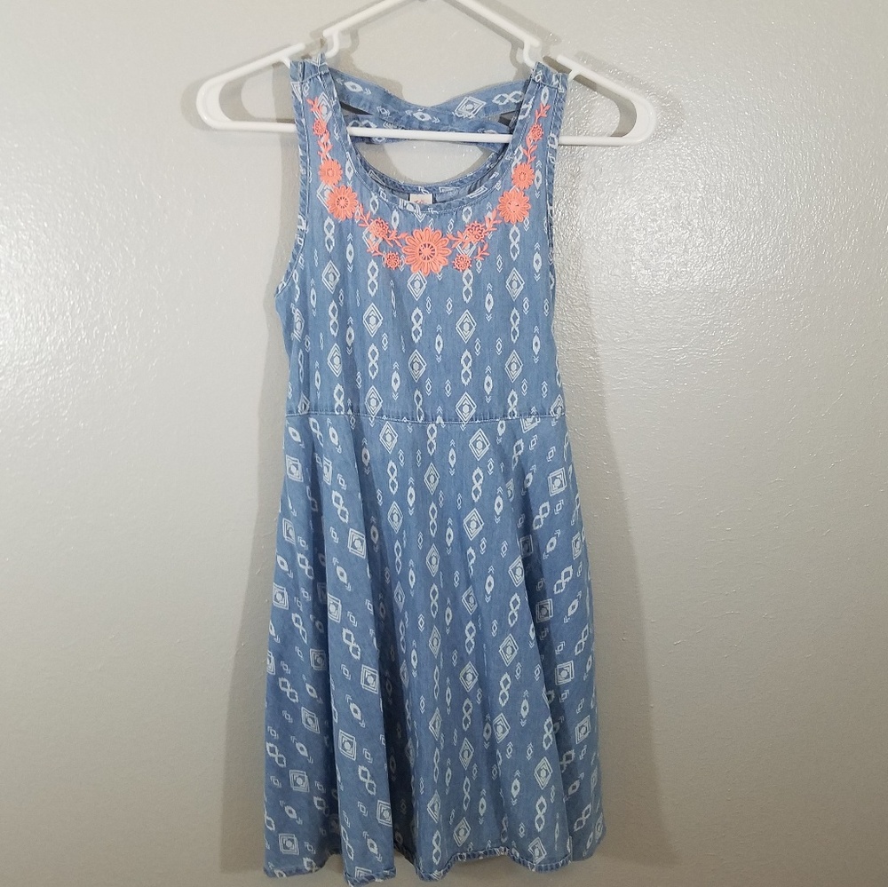 Girls Justice embroidered denim sundress Size 12